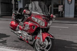 Red Goldwing parked