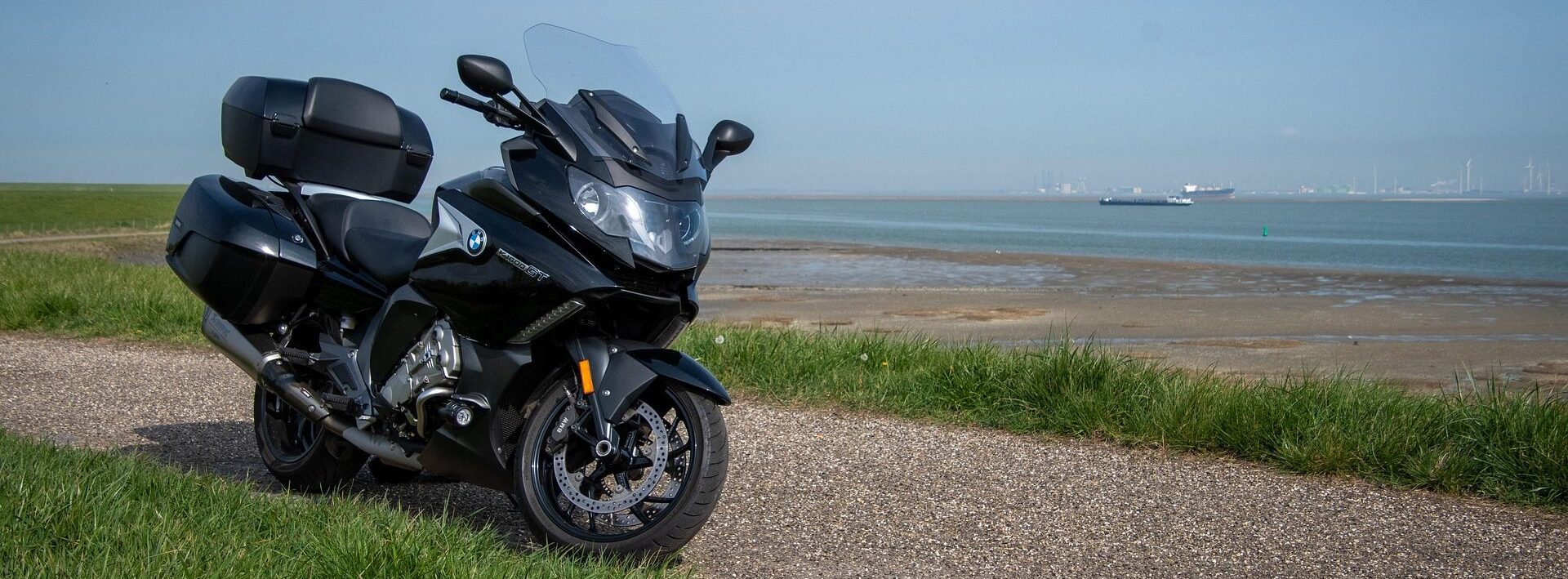 Touring Motorcycle taking break at coastline